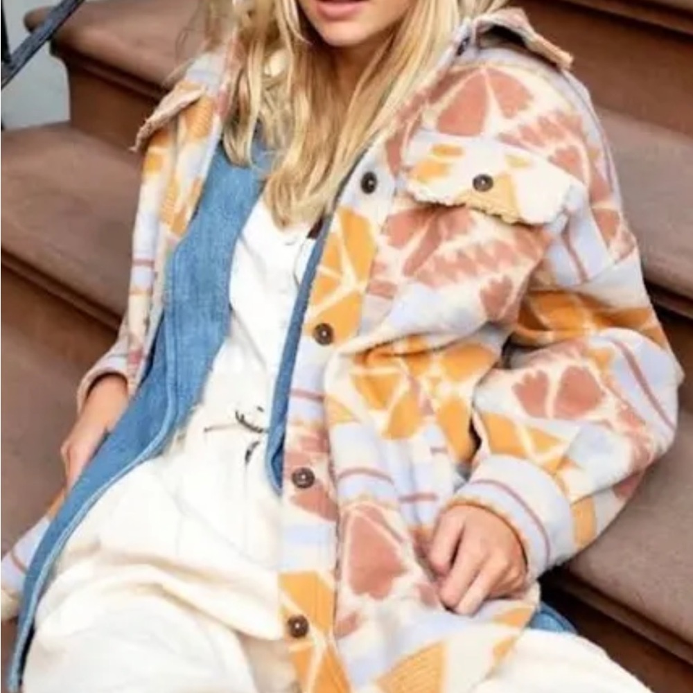 Free People Ruby Shacket Print Size Xs - image 1